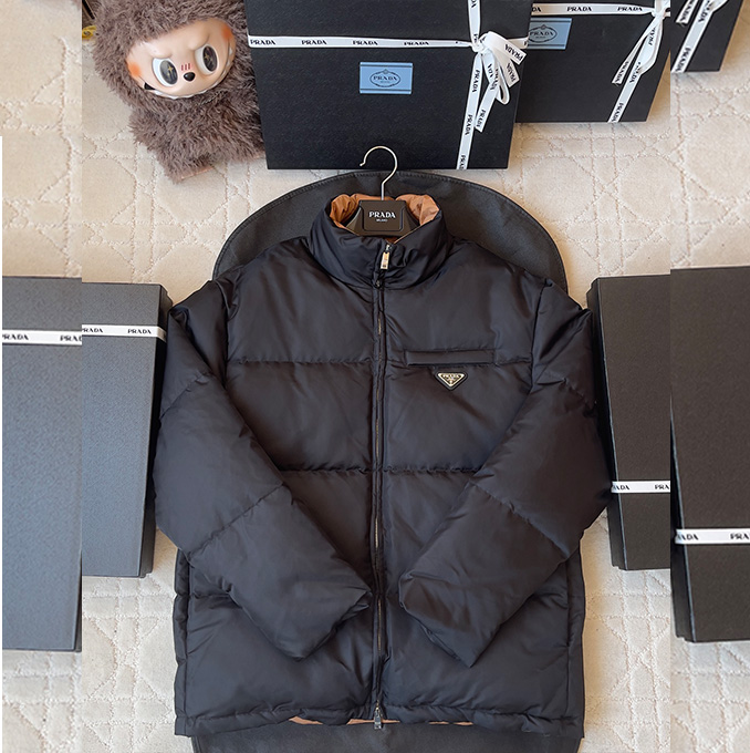 prada re-nylon stand collar down jacket